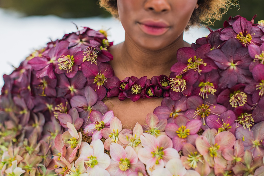 Closeup of the cutout detail on the flower dress