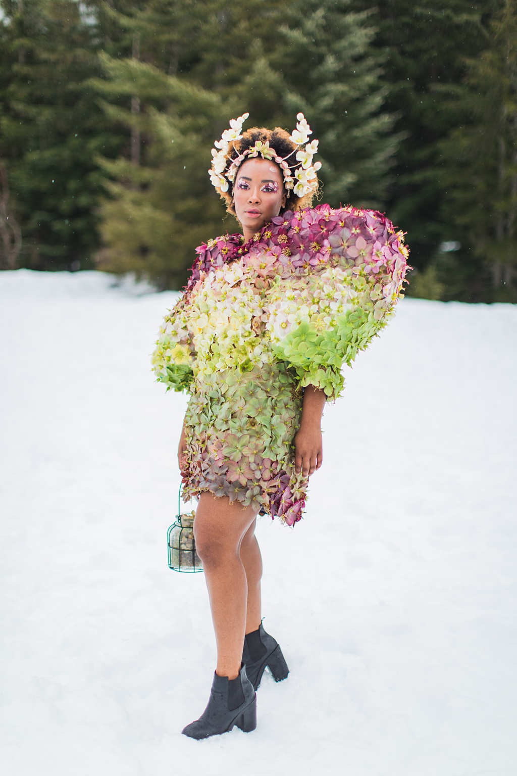The full botanical couture flower dress look