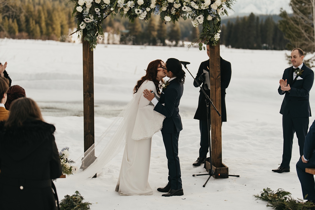 The couple have their first kiss as a married couple
