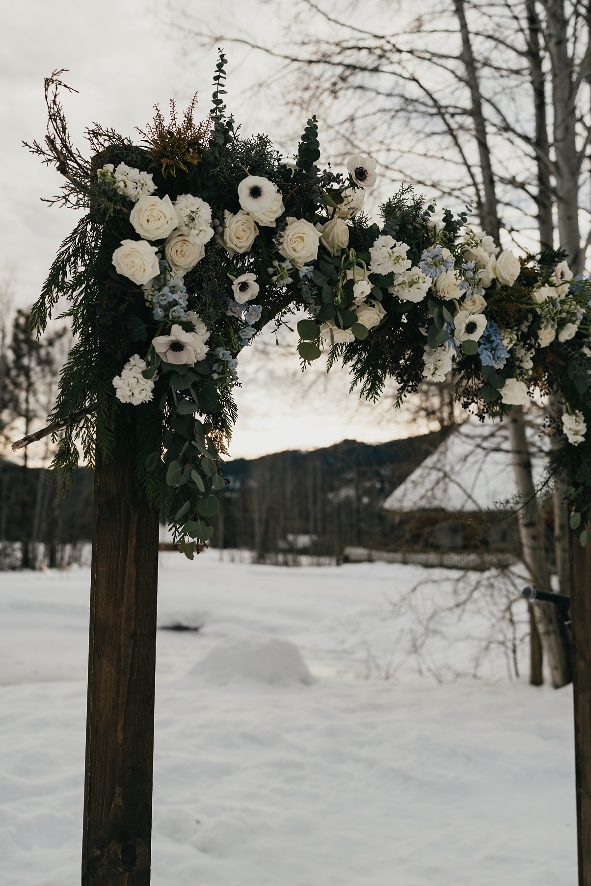 Wedding floral arch at Mountain Springs Lodge