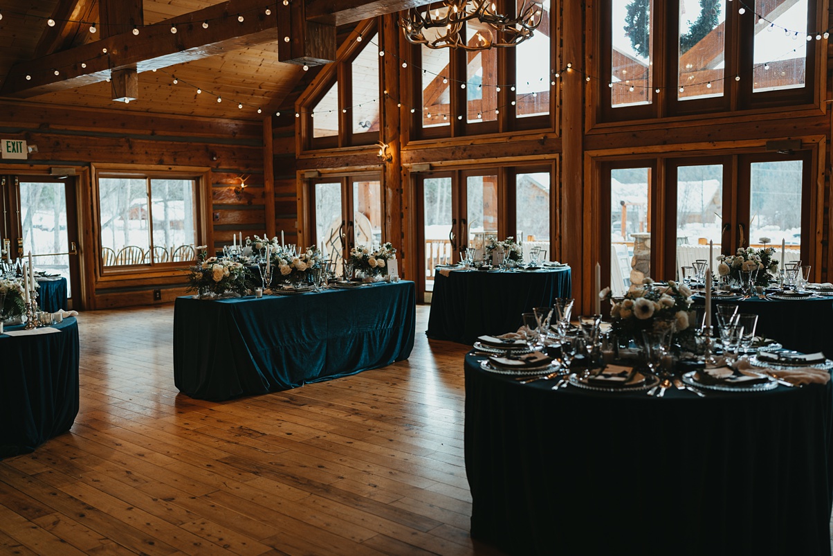 The wedding reception space at Mountain Springs Lodge