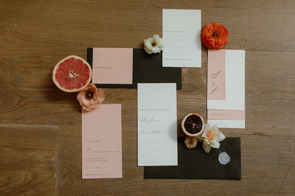 block 41 wedding stationery with flowers and citrus