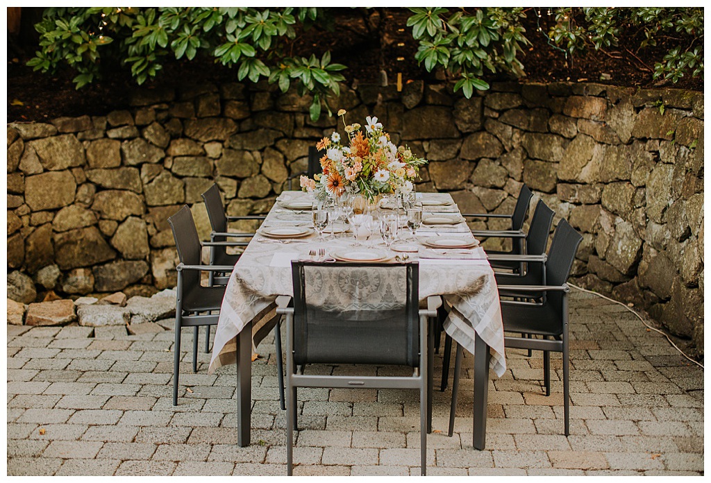 The outdoor reception table for a fall wedding