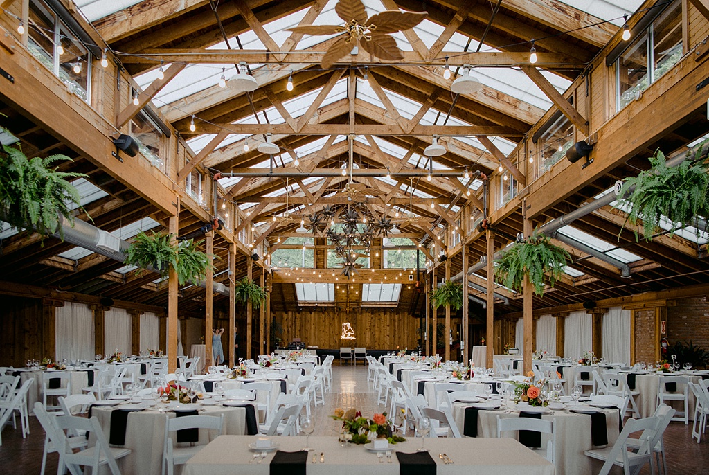 A view of Kiana Lodge indoors as a wedding reception venue