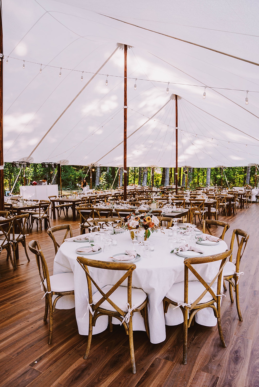A tented reception at this summer wedding